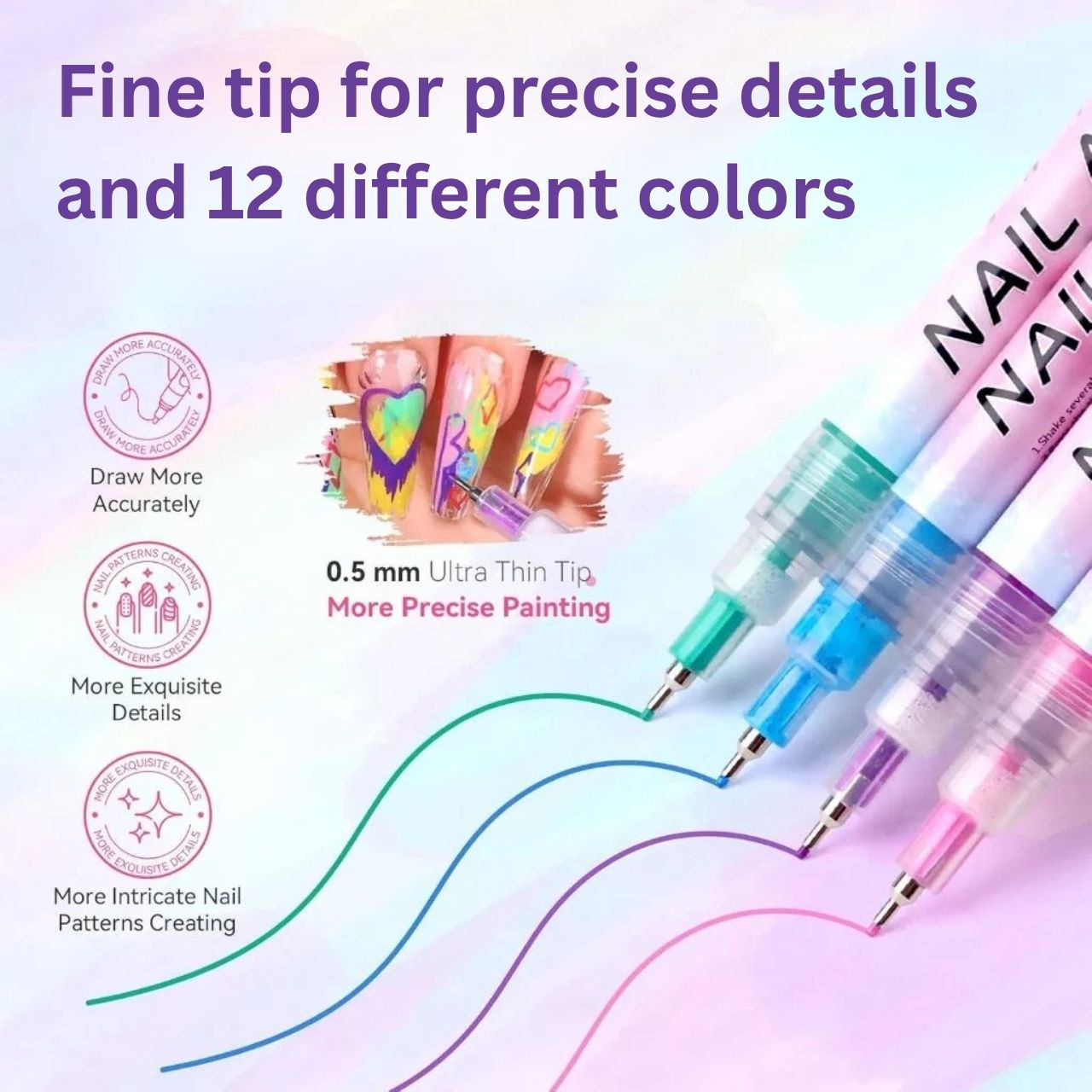 Színes körömfestő tollkészlet, ArtNails - Image 7