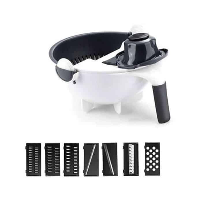 BowlCutter, többfunkciós szeletelő szűrővel és kézi hámozóval