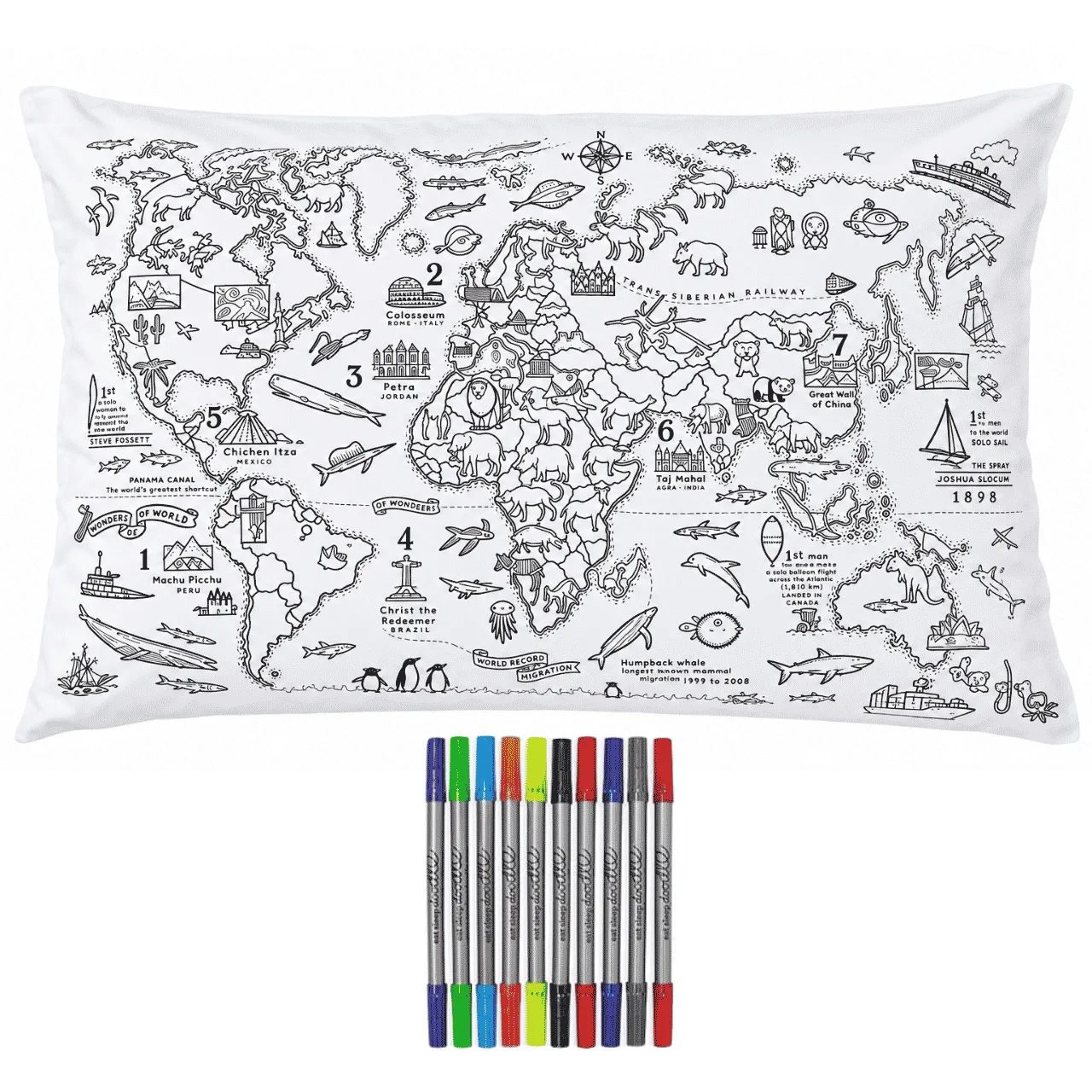 Színezd ki a párnádat – Világtérkép, ColoringPillow - Image 2