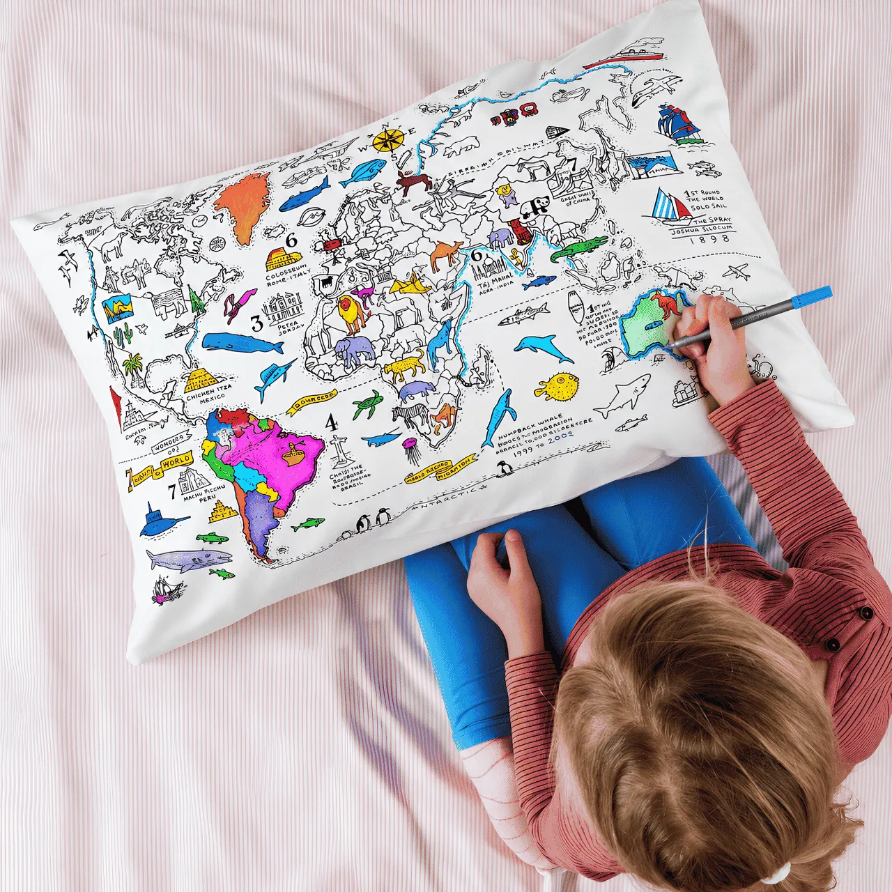 Színezd ki a párnádat – Világtérkép, ColoringPillow - Image 4