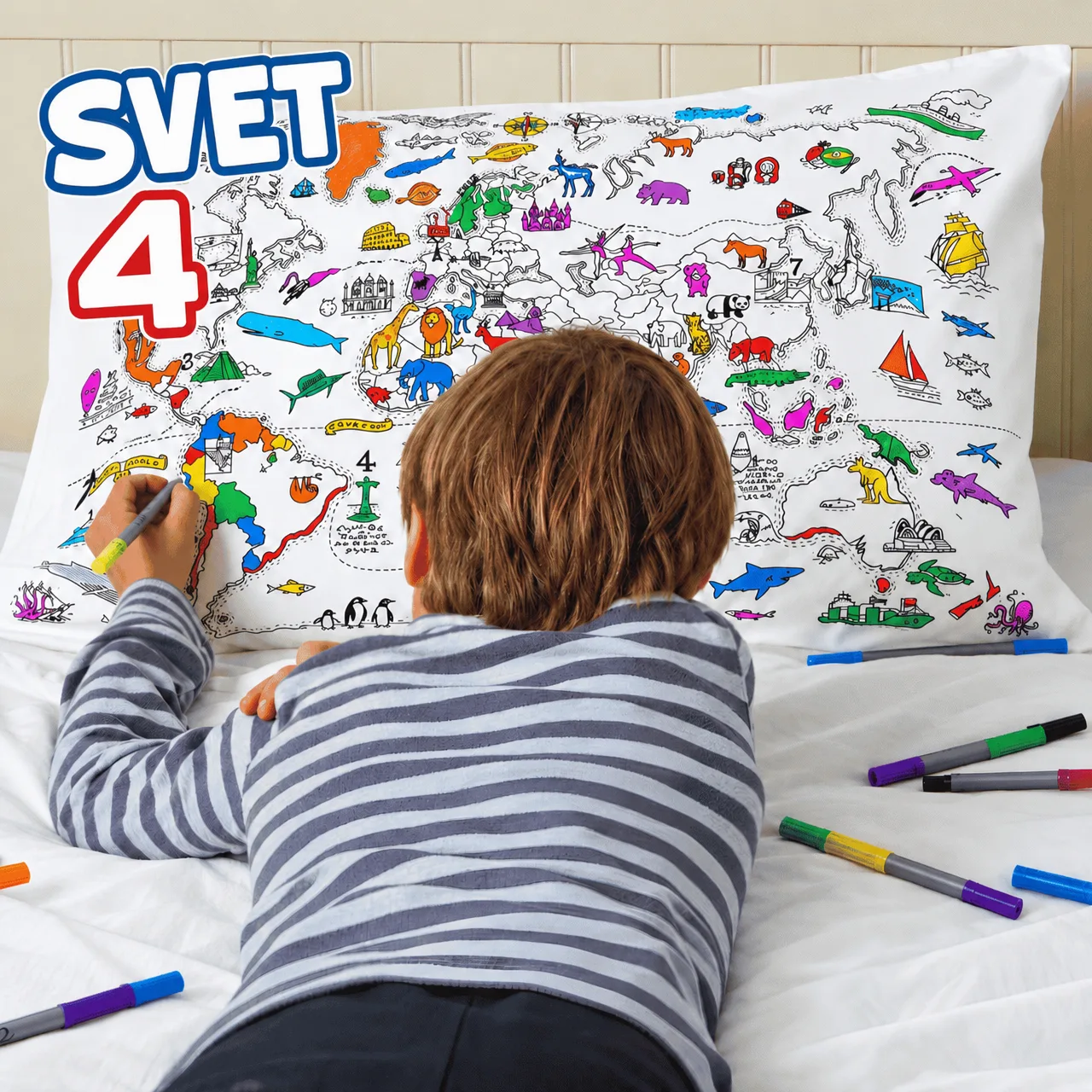 Színezd ki a párnádat – Világtérkép, ColoringPillow - Image 5