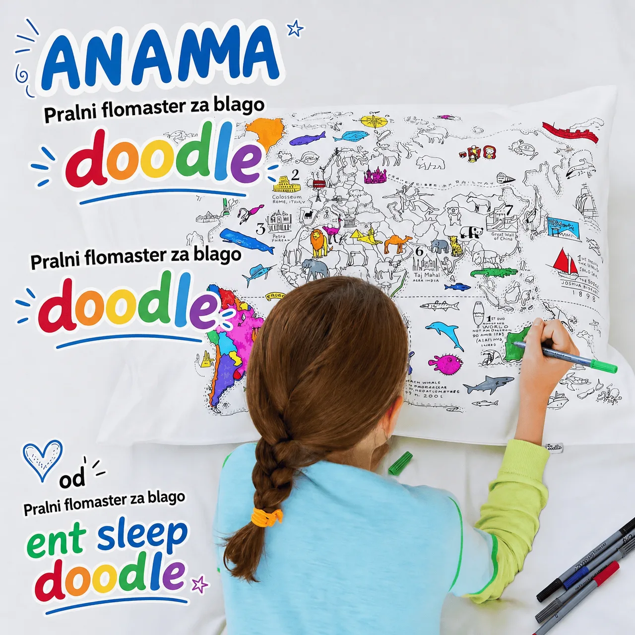 Színezd ki a párnádat – Világtérkép, ColoringPillow - Image 6