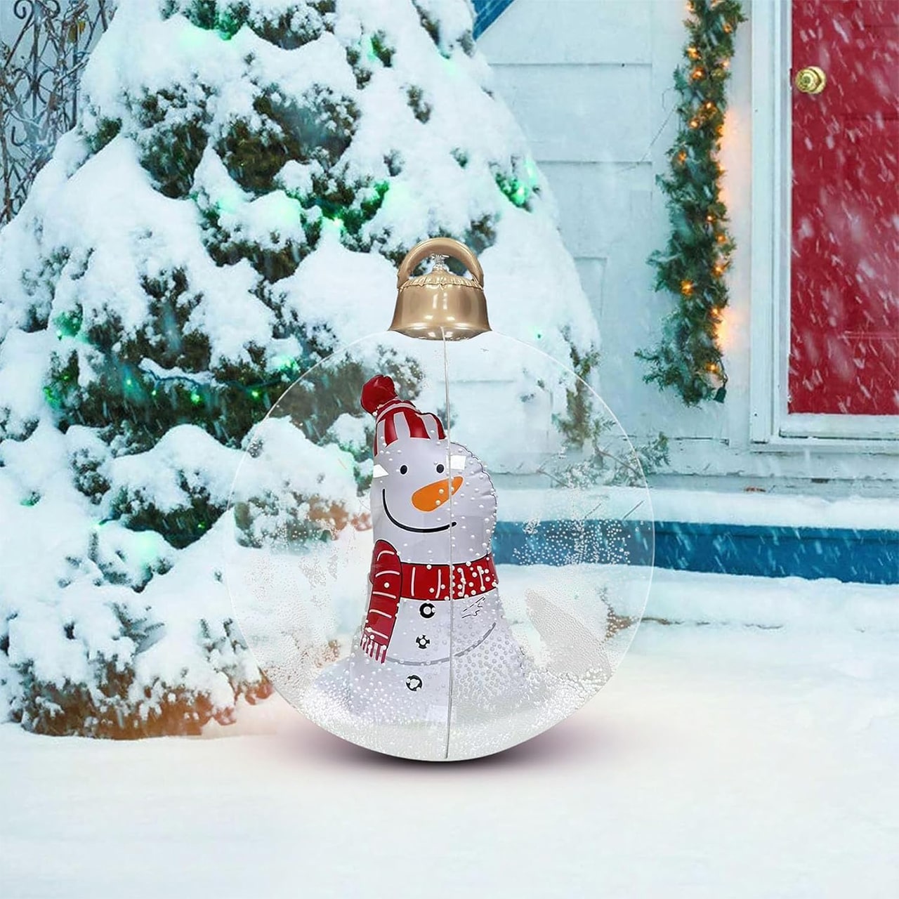 GlowySnowy, karácsonyi gömb hóember mintával és fénnyel - Image 2