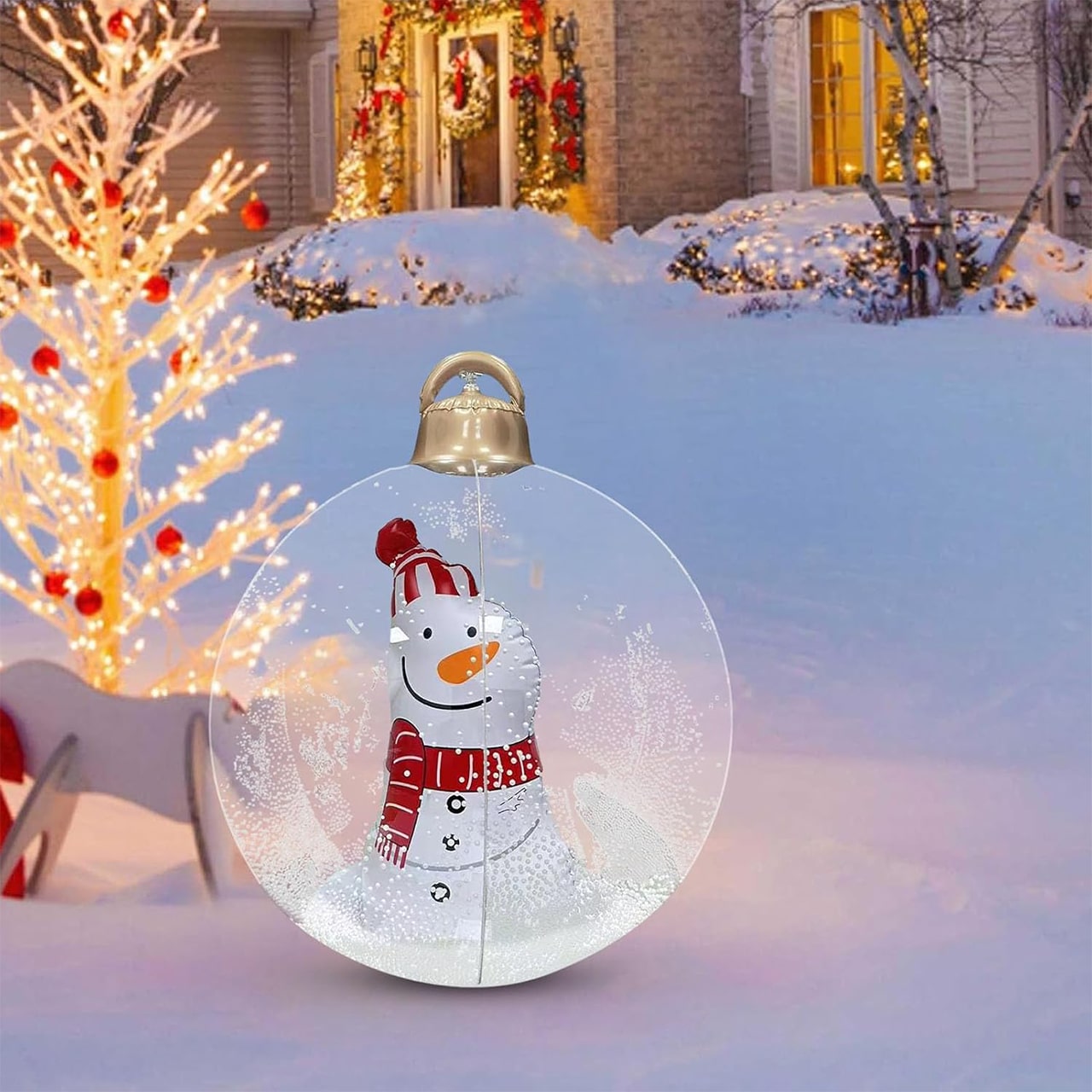 GlowySnowy, karácsonyi gömb hóember mintával és fénnyel - Image 3