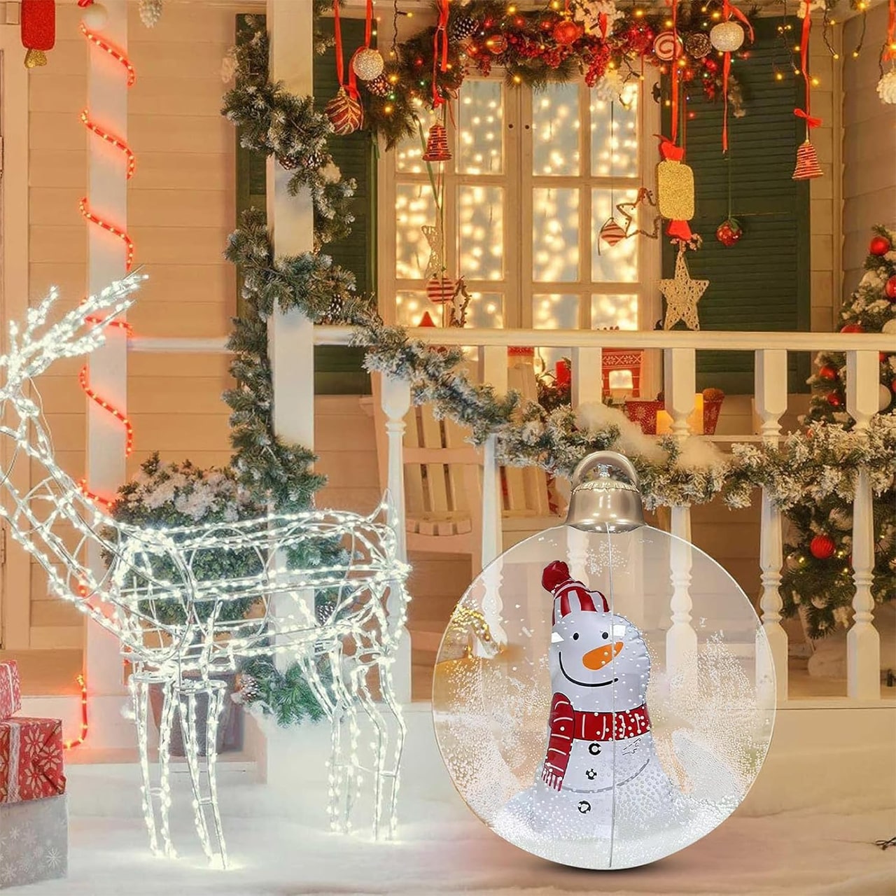 GlowySnowy, karácsonyi gömb hóember mintával és fénnyel - Image 8