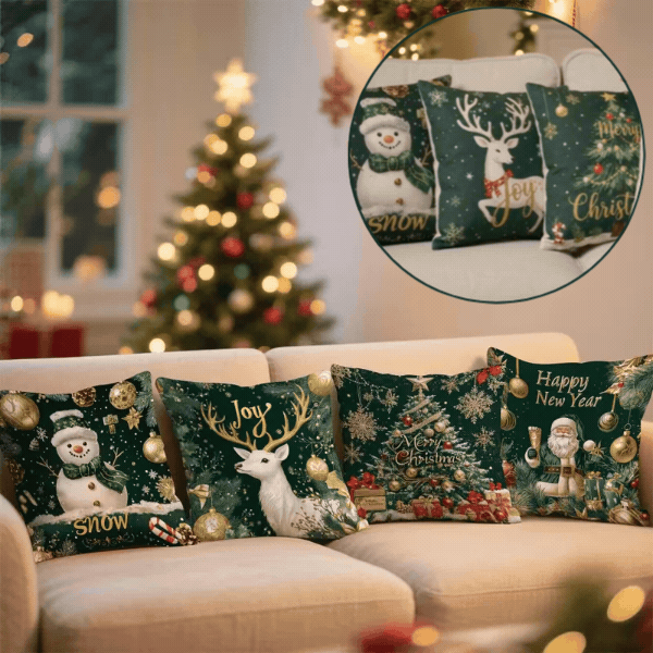 Karácsonyi párnahuzatok (4 db), GreenXmass - Image 1