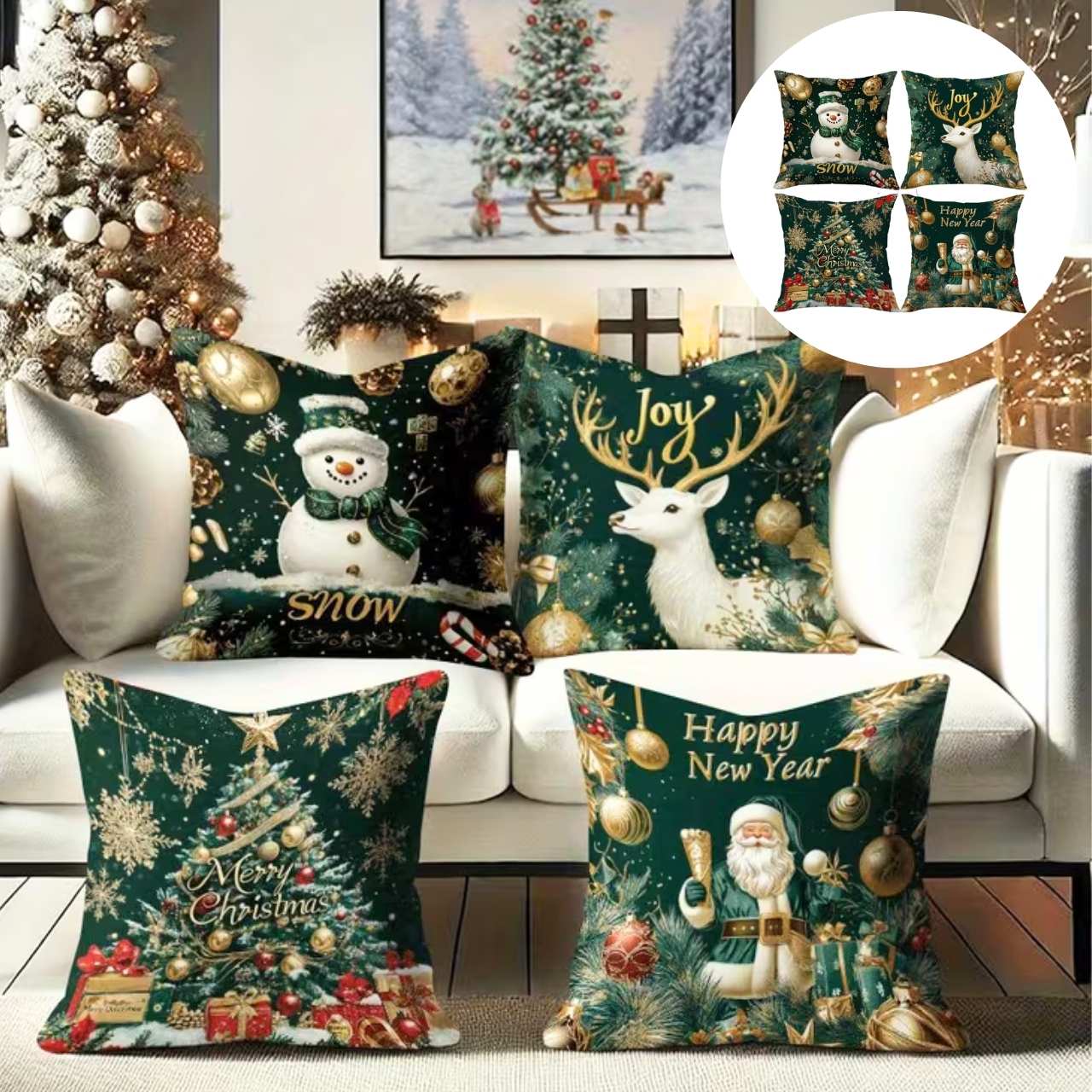 Karácsonyi párnahuzatok (4 db), GreenXmass - Image 2