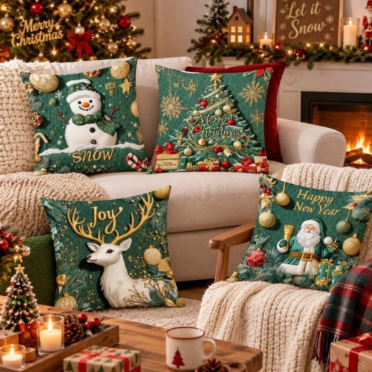 Karácsonyi párnahuzatok (4 db), GreenXmass - Image 8