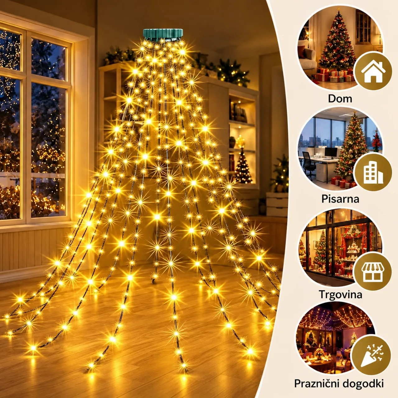LED-es karácsonyi fényfüzér távirányítóval, TreeRing - Image 4