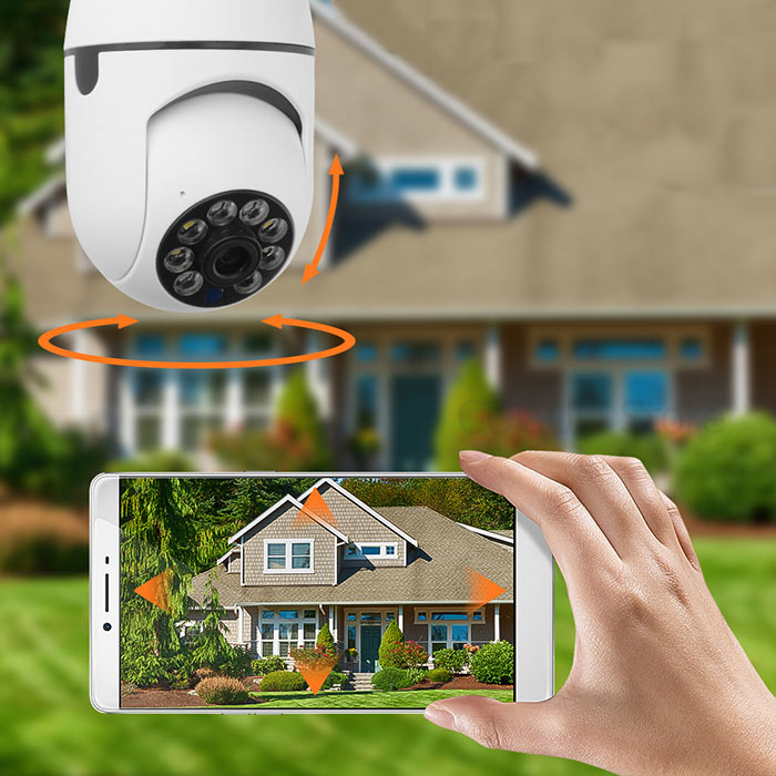 A kamera 360°-ban mozog balra és jobbra, valamint 90°-ban fel és le - a kamerát a telefonon keresztül irányíthatja és az automatikusan elkezd rögzíteni, amikor mozgást észlel!