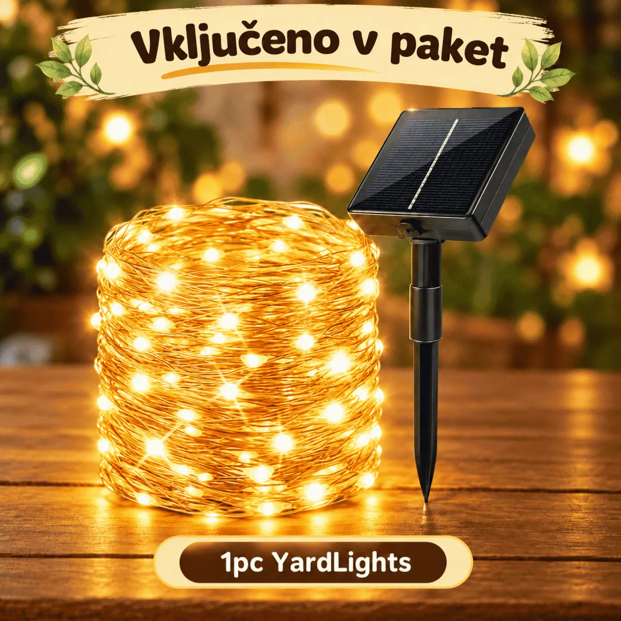 Napelemes LED fényfüzér (12 m), YardLights - Image 1